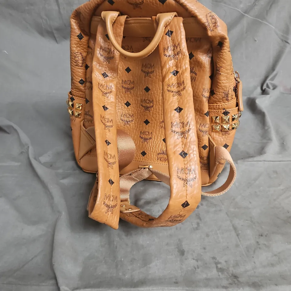 MCM STARK SIDE STUDDED BACKPACK IN COGNAC ONE SIZE