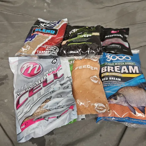 6 ASSORTED BAITS TO INCLUDE SENSAS 3000 BREAM & SKIMMERS, MAINLINE BAITS SALMON & SHRIMP, SENSAS 3000 CARP, ETC - COLLECTION ONLY