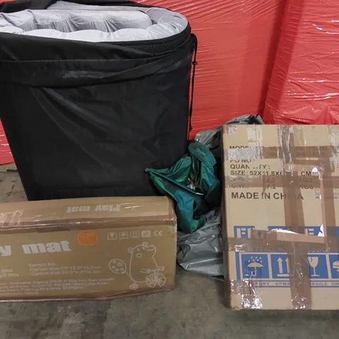 PALLET OF ASSORTED ITEMS INCLUDING: ROLL UP MATTRESS, MAKEUP MIRROR, PLAY MAT, TENT