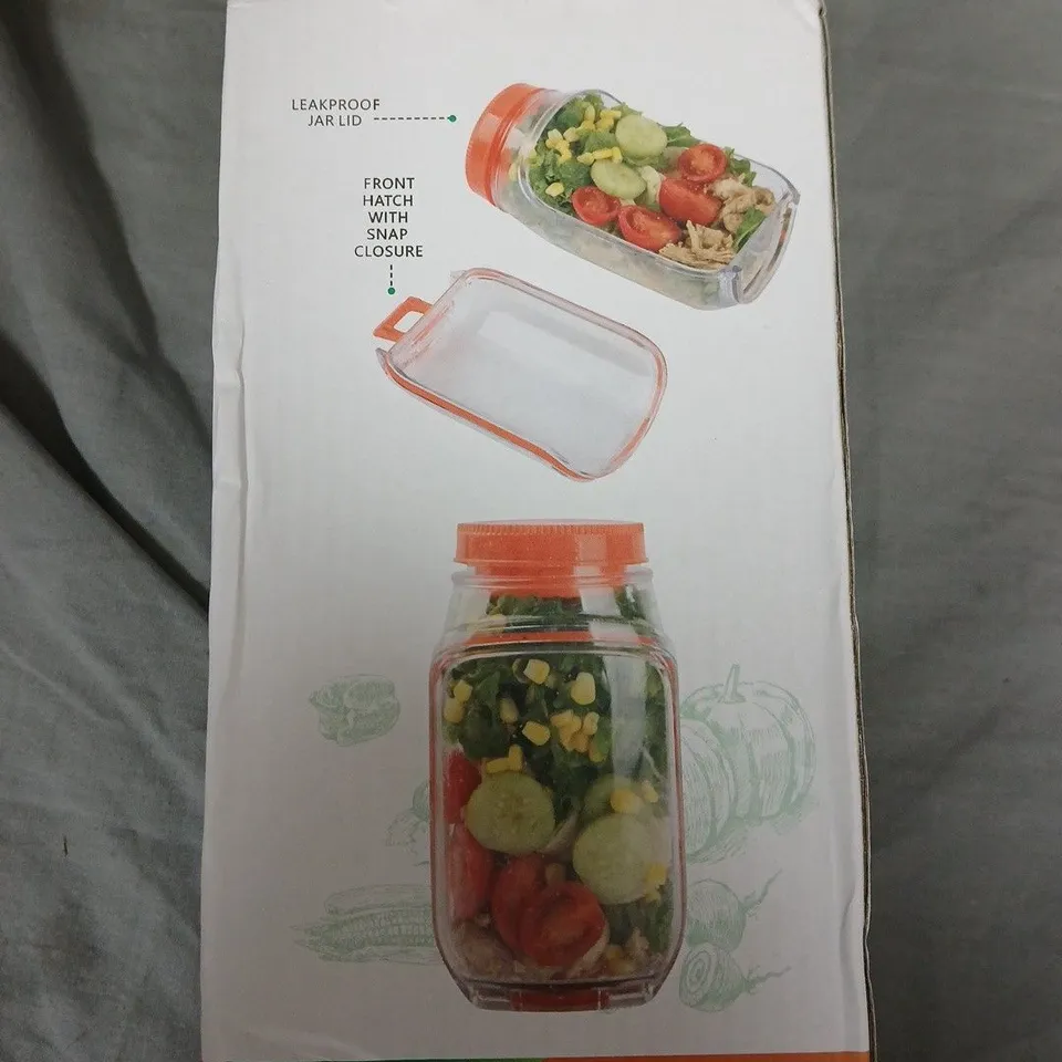 SALADKIND GLASS SALAD JAR WITH LEAKPROOF JAR LID – BOXED