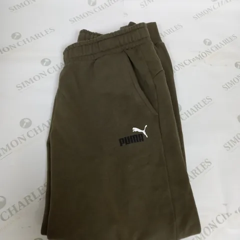 PUMA LOGO KHAKI TRACKSUIT BOTTOMS SIZE L