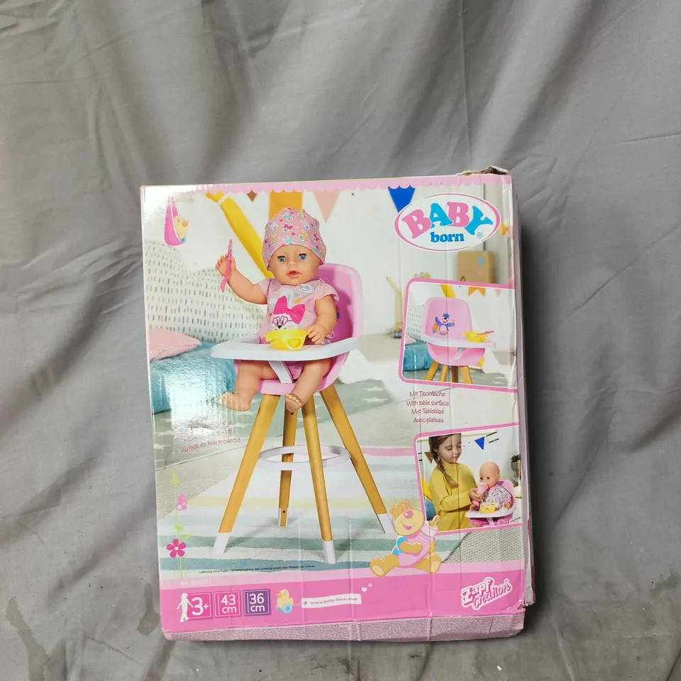 BOXED BABY BORN HIGH CHAIR RRP £28.99