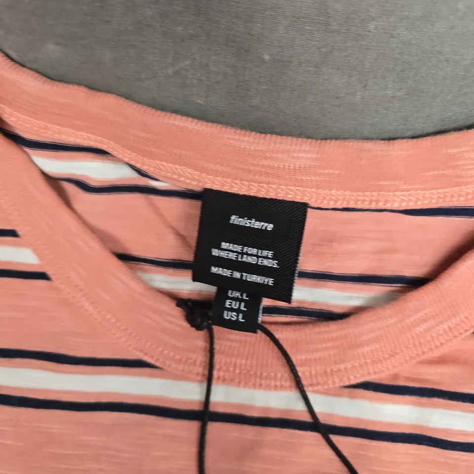FINISTERRE CHANNEL SS TEE – CLAY STRIPE – UK L