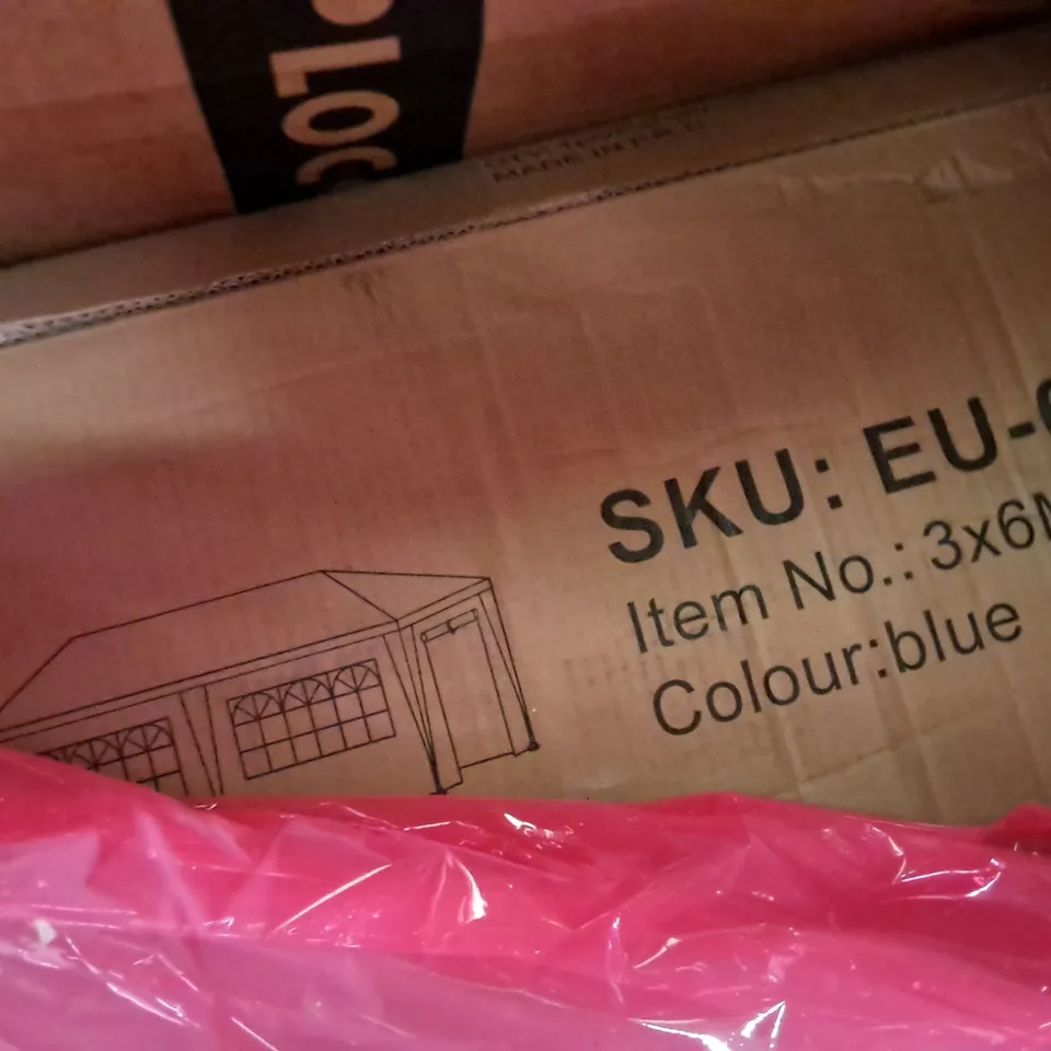 PALLET OF ASSORTED HOUSEHOLD ITEMS TO INCLUDE 3X6M PARTY TENT, DEHUMIDIFIER AND GARMENT RACK