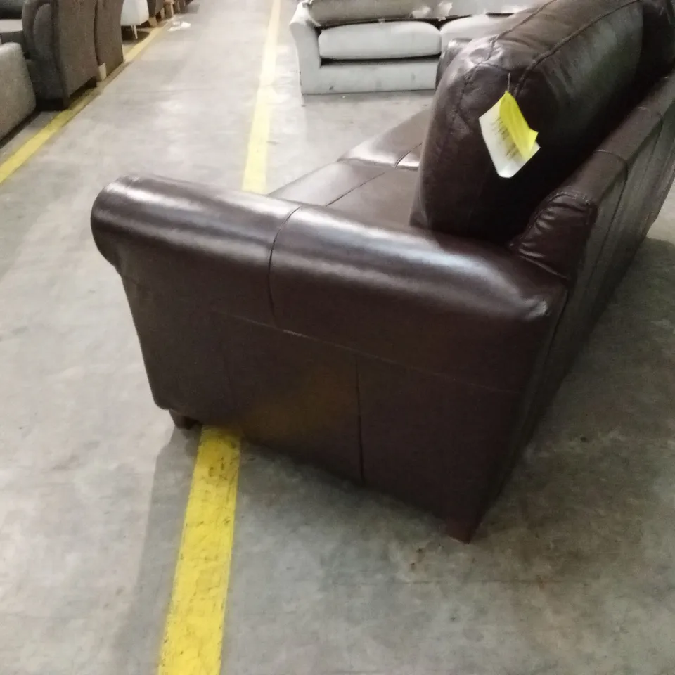 BAILEY 2 SEATER LEATHER SOFA BED - CHOCOLATE RRP £999