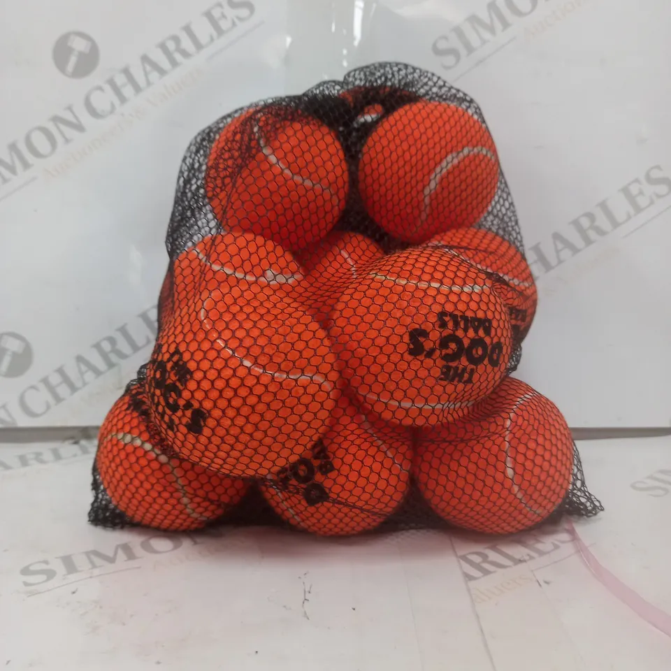 BAG OF 12 ORANGE DOG BALLS 