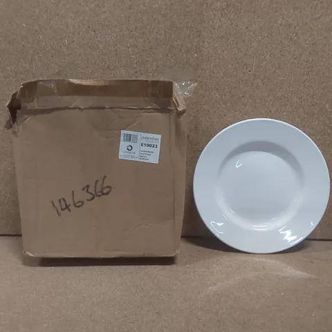 BOXED SET OF 4 UTOPIA PURE WHITE WIDE RIM PLATES - 22cm