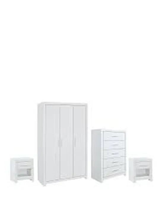 Lot 1091: BRAND NEW BOXED RIO 4 PIECE PACKAGE - 3-DOOR WARDROBE, 5 ...