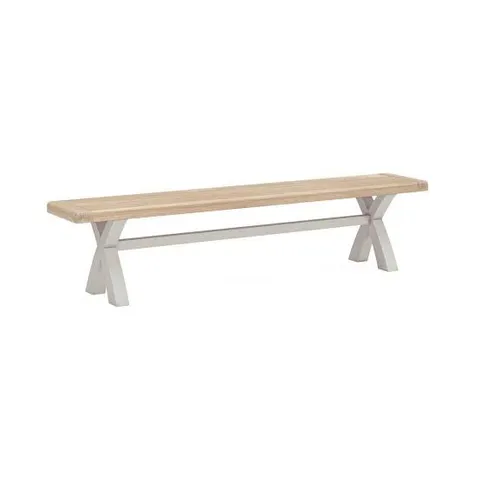 BOXED CROSS BENCH IN LIGHT GREY