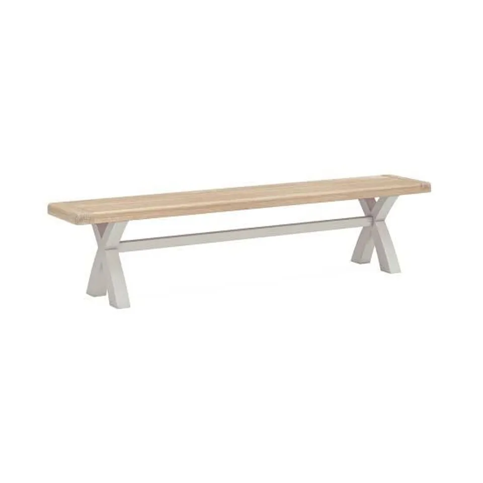 BOXED CROSS BENCH IN LIGHT GREY