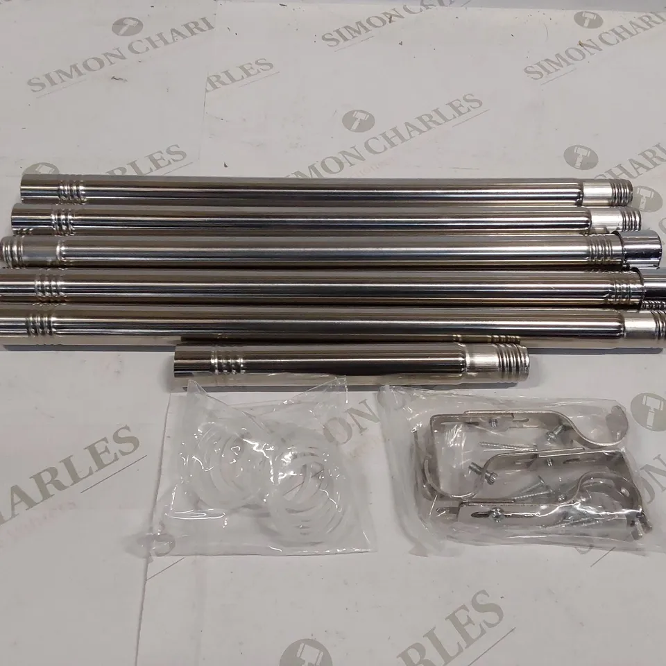 BOXED CURTAIN POLES - SILVER, SIZE UNSPECIFIED (1 BOX)