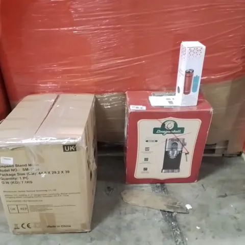 PALLET OF ASSORTED HOUSEHOLD GOODS AND PRODUCTS TO INCLUDE;COFFEE MACHINE,STAND MIXER,STAINLESS STAINLESS CUP