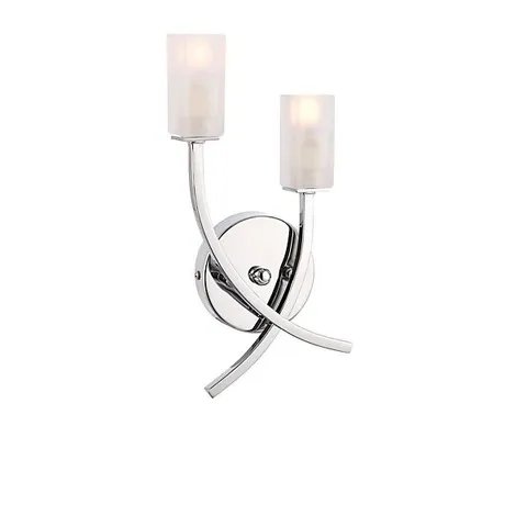 BOXED LUMINOSA HAVANA 2 LIGHT INDOOR WALL LIGHT CHROME WITH ACID ETCHED GLASS