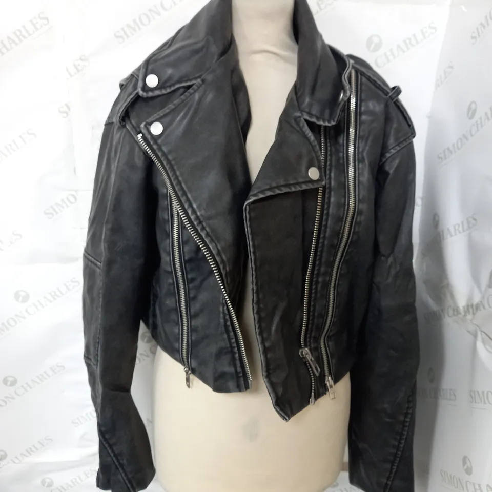 ZARA CROPPED BLACK & SILVER JACKET - LARGE