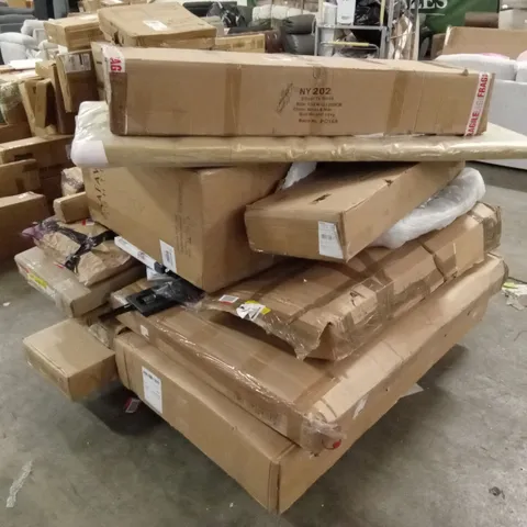 PALLET OF ASSORTED INCOMPLETE DESIGNER FURNITURE AND FURNITURE PARTS