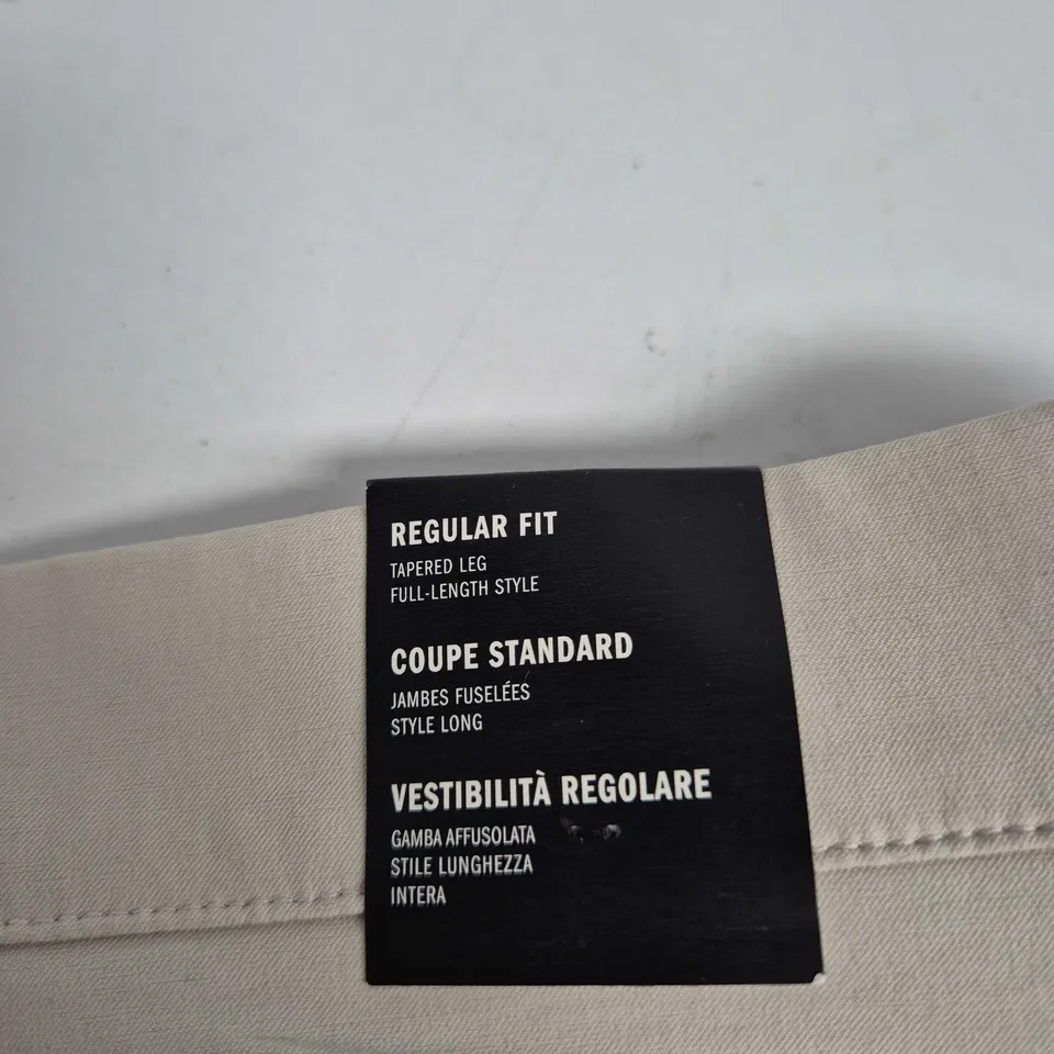 ADIDAS UK 32 BEIGE REGULAR FIT PANTS – MEN’S, TAPERED LEG