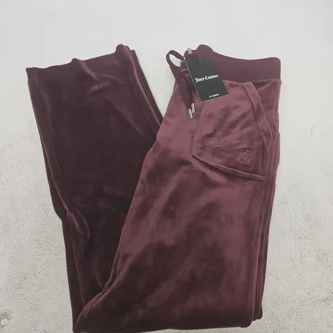 JUICY COUTURE DEL RAY STRAIGHT LEG TRACKPANTS IN WINE-TASTING - UK MEDIUM