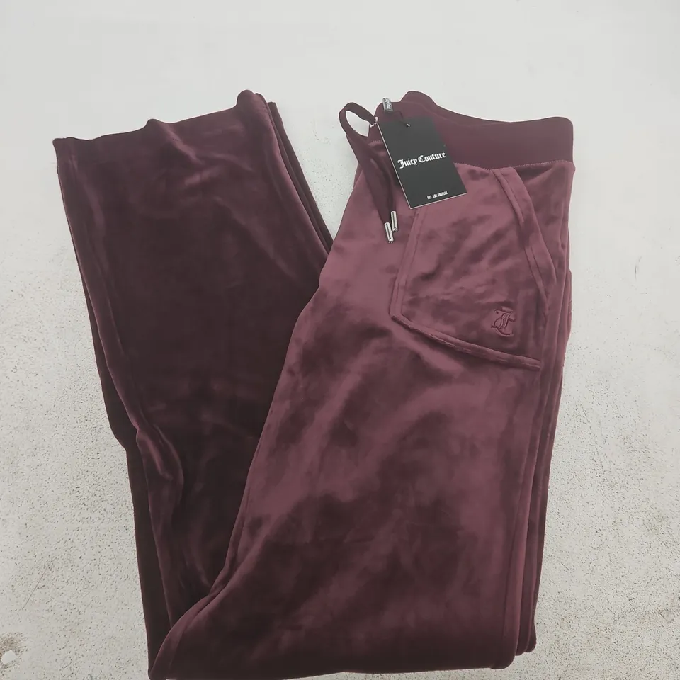 JUICY COUTURE DEL RAY STRAIGHT LEG TRACKPANTS IN WINE-TASTING - UK MEDIUM