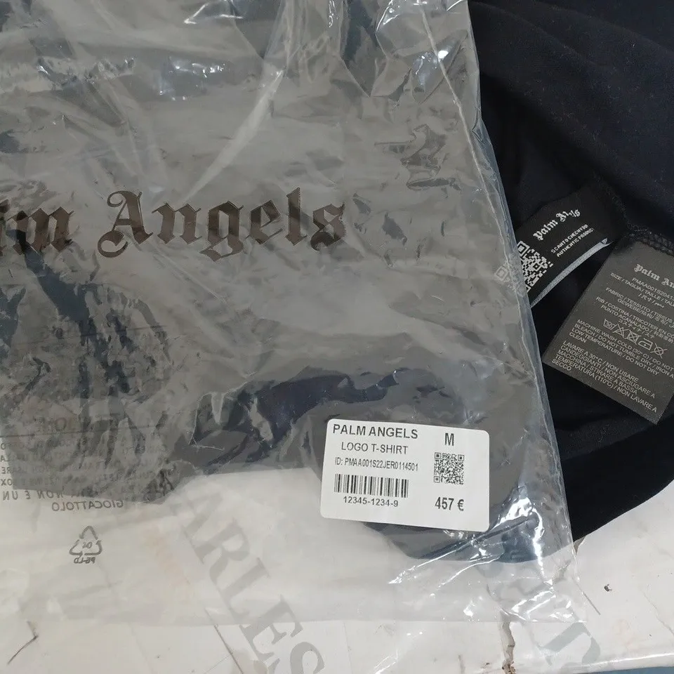 PALM ANGELS BLACK LOGO COLLAR T-SHIRT - M