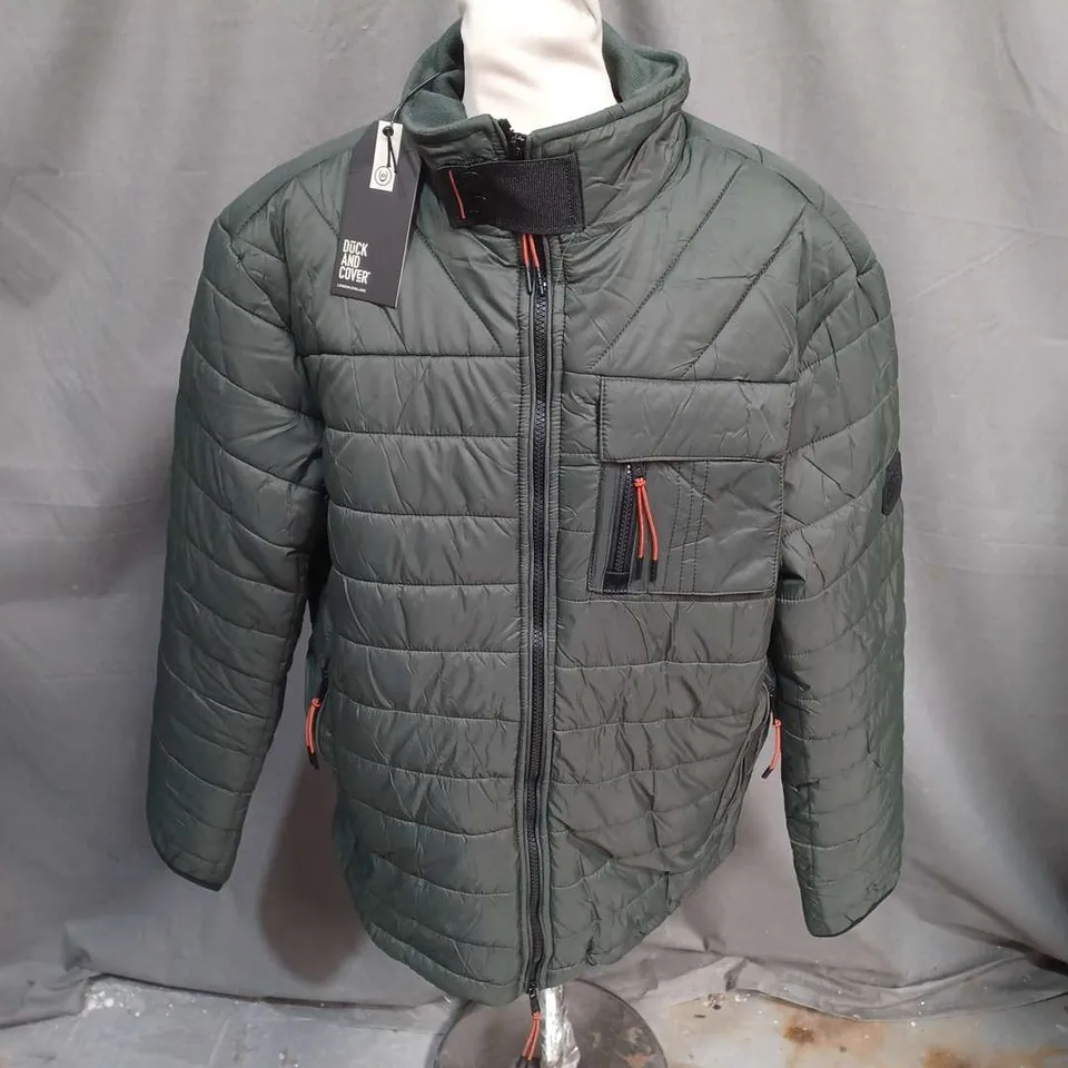 DUCK AND COVER CARRICORE PADDED JACKET IN DARK OLIVE SIZE XL