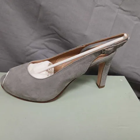 CALPIERRE GREY SUEDE PEEP-TOE SLINGBACK HIGH HEELS – UK 3.5 (EU 36.5)