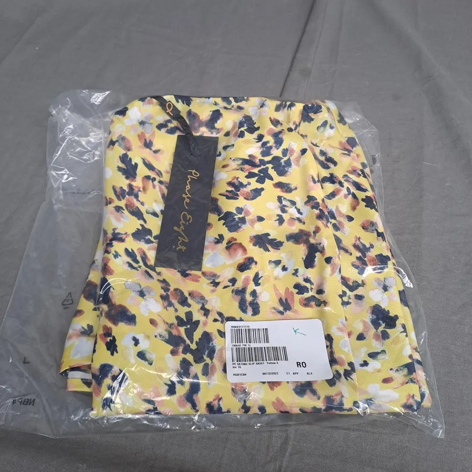 SEALED PHASE EIGHT SATING SLIP YELLOW SKIRT  - SIZE 16