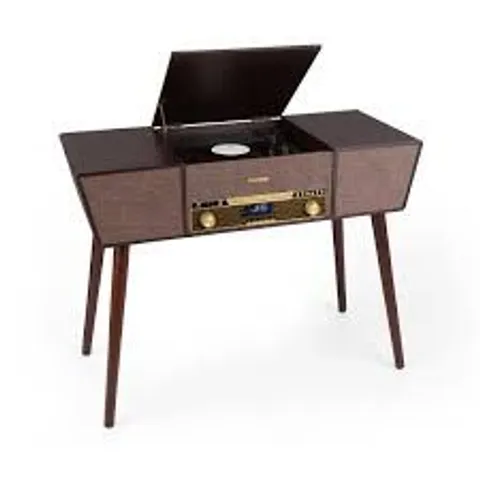 BOXED AUNA TURNTABLE RETRO STEREO RECORD PLAYER VINYL BLUETOOTH CD PLAYER FM DAB