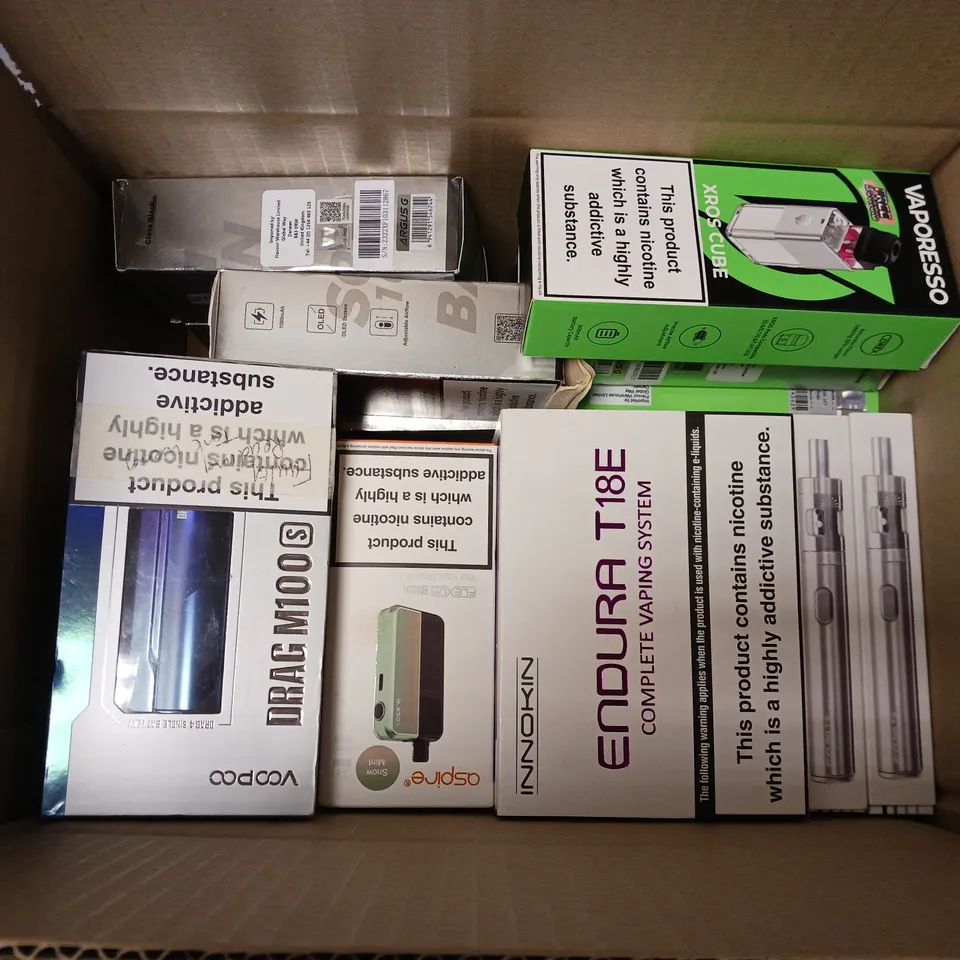 APPROXIMATELY 20 VAPES & E-CIGARETTES TO INCLUDE VAPORESSO XROS CUBE, ENDURA T18E, ASPIRE FLEXUS BLOK, ETC