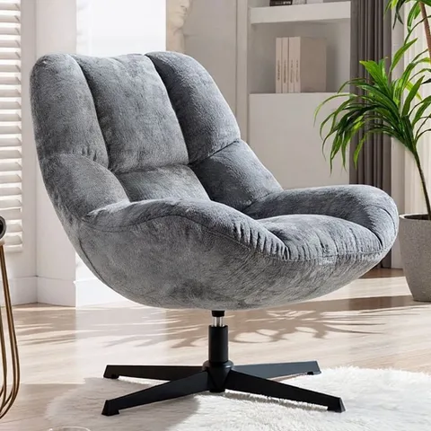 BOXED DOREL SILVERDALE GREY CHENILLE SWIVEL ACCENT CHAIR