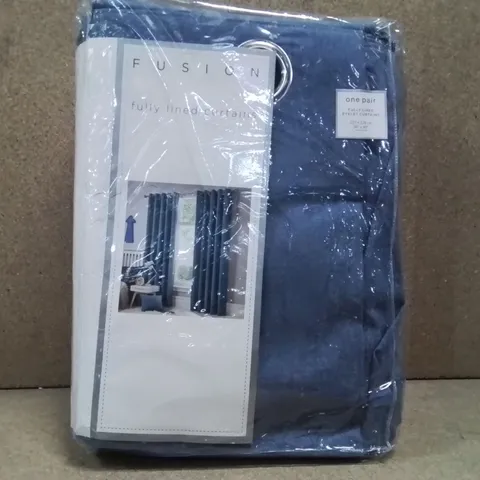 BRAND NEW FUSION FULLY LINED CURTAINS 228 X 228CM (DENIM)