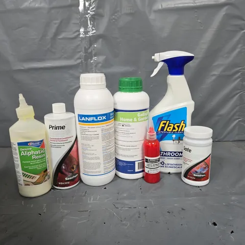 APPROXIMATELY 15 ASSORTED LIQUIDS TO INCLUDE PRIME MARINE & FRESHWATER CONDITIONER, FEBREZE FLASH CLEANER, ALIPHATIC RESIN, ETC - COLLECTION ONLY