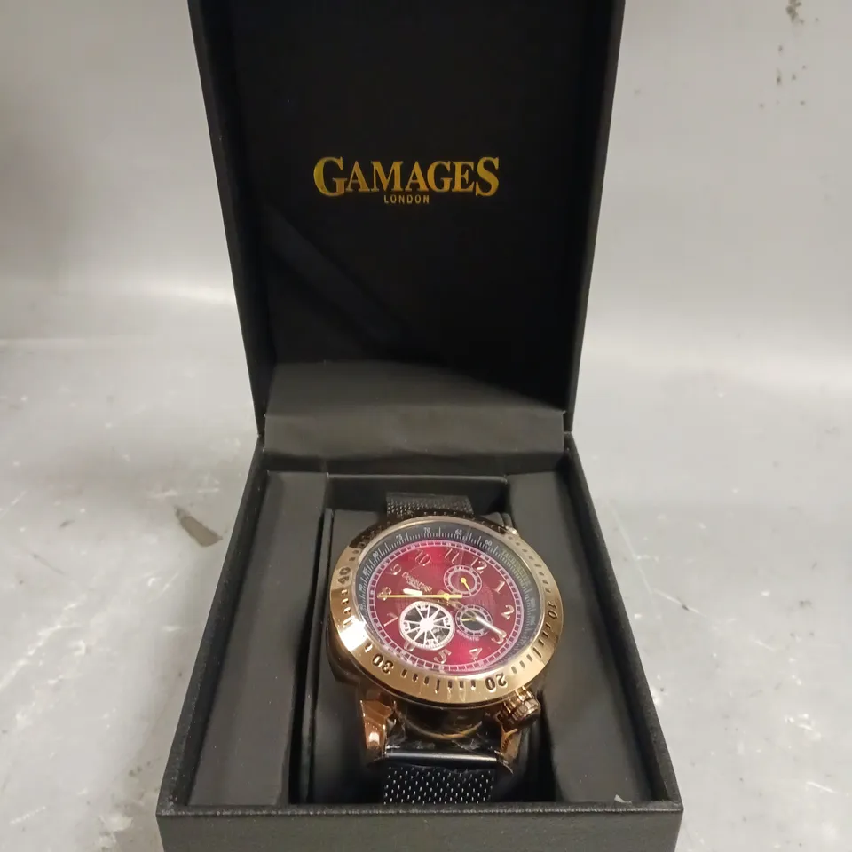 GAMAGES ASPECT TIMER CHERRY DIAL WATCH 