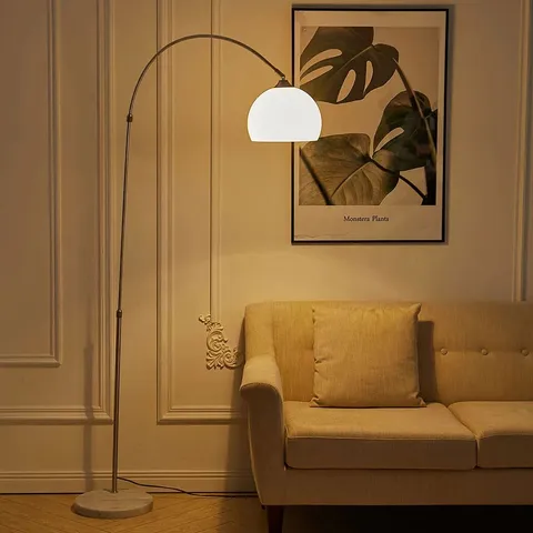 BOXED AMERSHAM 130CM ARCHED FLOOR LAMP WITH MARBLE BASE