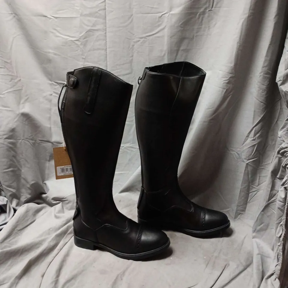 CATESBY KELSO WIDE KNEE-HIGH BLACK LEATHER RIDING BOOTS SIZE UK 6