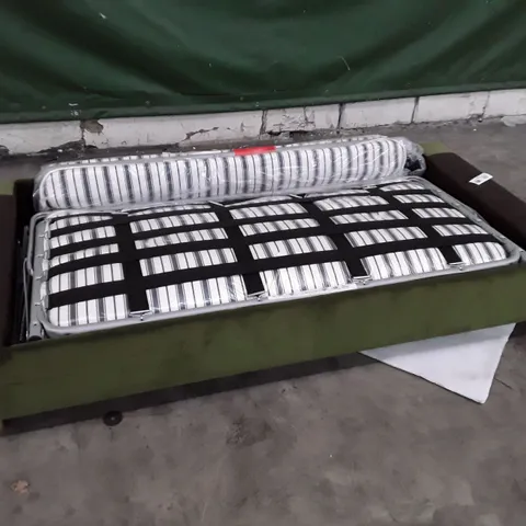 QUALITY DESIGNER SOFA BED BASE - GREEN FABRIC