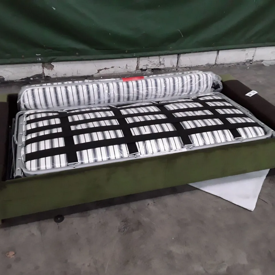 QUALITY DESIGNER SOFA BED BASE - GREEN FABRIC 
