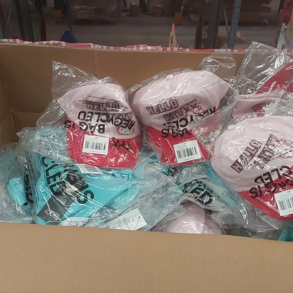 PALLET CONTAINING A VERY LARGE QUANTITY OF BRAND NEW ASSORTED CLOTHING INCLUDING: BIKINIS, JEANS, JUMPERS, BLAZER, SHIRTS, HELLO KITTY HATS ECT AND STORAGE BOX