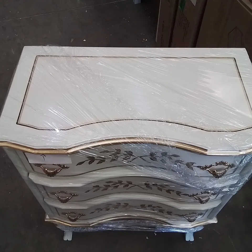 STYLISH 3 DRAW SET OF DRAWERS -WHITE/GOLD-