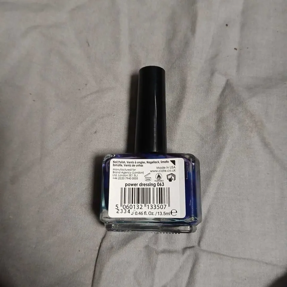 BOX OF APPROXIMATELY 140 CIATÉ LONDON NAIL POLISH – POWER DRESSING 063, BLUE –NO EXPIRY DATE SHOWN 