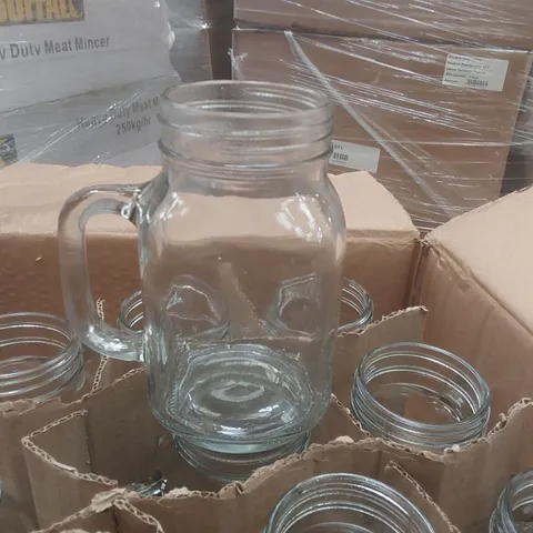 BOX OF APPROXIMATELY 20x BRAND NEW 22OZ TENNESSEE HANDLED GLASS JARS