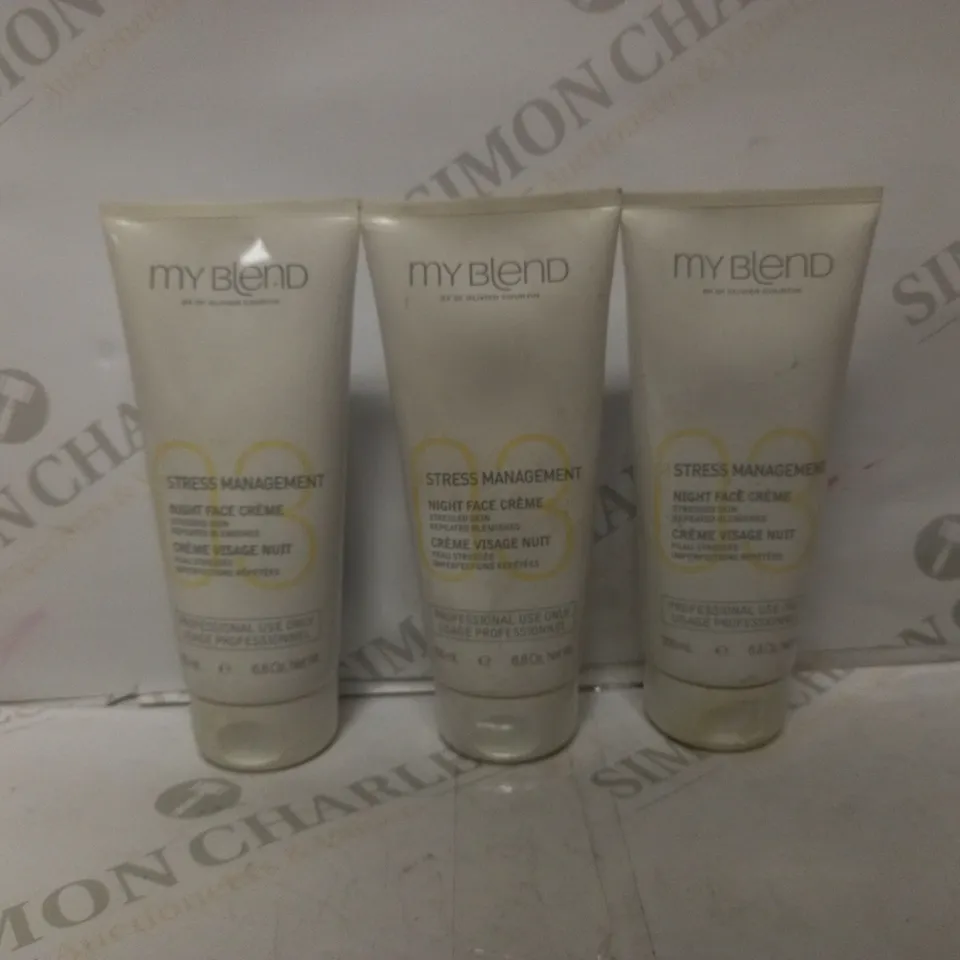 BOX OF APPROX 10 CLARINS MY BLEND 03 STRESS MANAGEMENT NIGHT FACE CREME 200ML