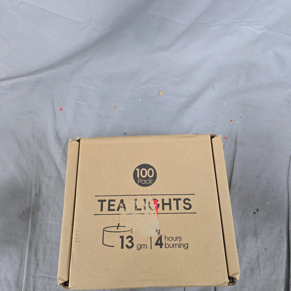 TEA LIGHTS CANDLES – 100 PACK (13G EACH, APPROX. 4 HOURS BURN)