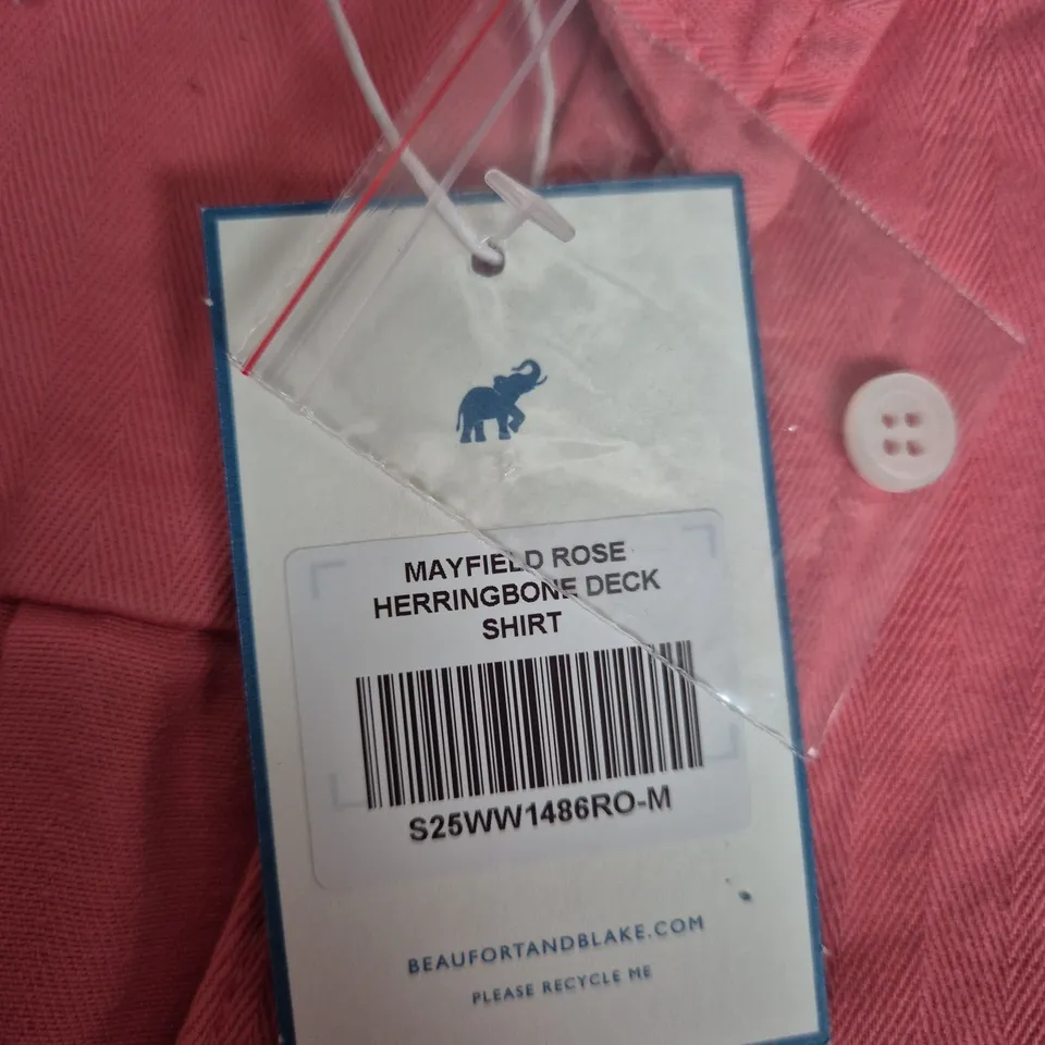 BEAUFORT & BLAKE MAYFIELD ROSE HERRINGBONE DECK SHIRT – PINK, SIZE M