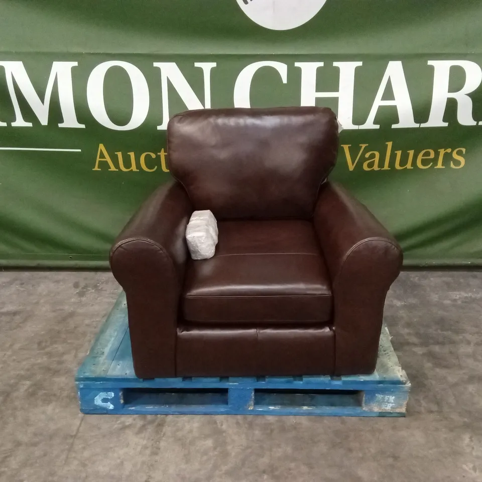 BAILEY LEATHER ARMCHAIR - CHOCOLATE  RRP £699
