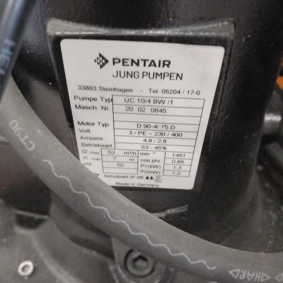 PENTAIR JUNG PUMPEN UC 10/4 BWE /1 SEWAGE LIFTING STATION
