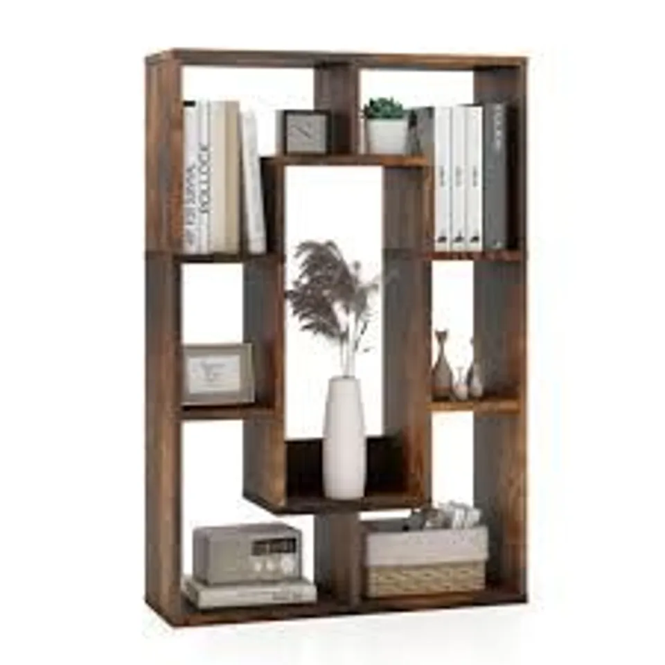 BOXED COSTWAY 7-CUBE BOOKCASE WHITE, MODERN FREESTANDING WOODEN RECTANGULAR BOOKSHELF WITH ANTI-TIPPING KITS GIANTEX 7-CUBE BOOKCASE WHITE, MODERN FREESTANDING WOODEN RECTANGULAR BOOKSHELF - BROWN