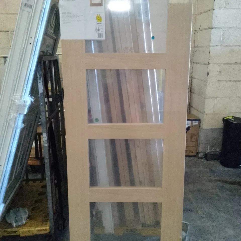 SHAKER 4 PANEL OAK VENEER CLEAR GLAZED INTERNAL DOOR 1981×762×35MM