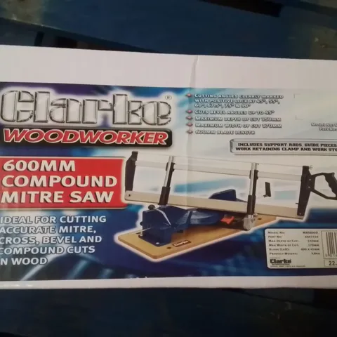 BOXED CLARKE WOODWORKER 600MM COMPOUND MITRE SAW