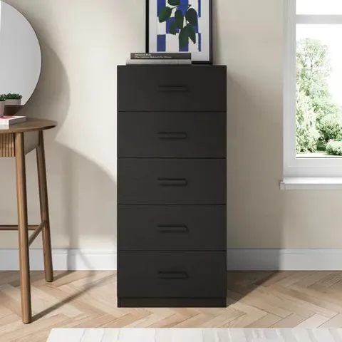 BOXED FLINN TALL 5 DRAWER CHEST - WHITE (1 BOX)