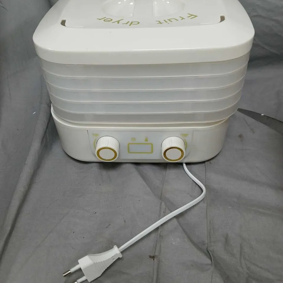 WHITE ELECTRIC FOOD DEHYDRATOR WITH STACKED TRAYS (FRUIT DRYER)